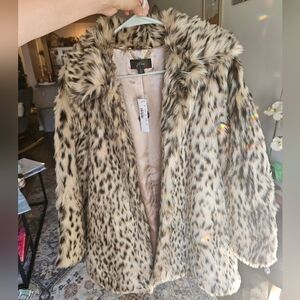 NWT J.Crew Faux Fur Leopard Print Coat